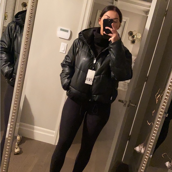 Zara Black Puffer Jacket for Women - Picture 1 of 7